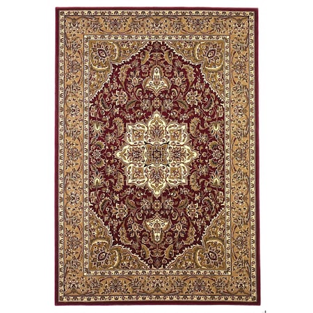 Homeroots 7 ft. 7 in. x 10 ft. 10 in. Polypropylene Red & Beige Area Rug 354178